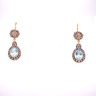 Gold & Silver Aqua Diamonds Earrings