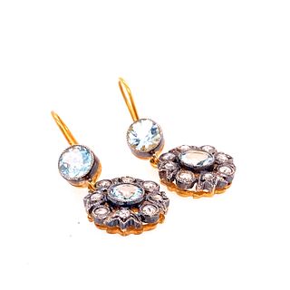 Gold & Silver Aqua Diamonds Rosetta Earrings