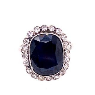Art Deco Platinum Sapphire Diamonds Rosetta Ring