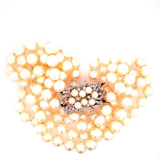14k Gold Diamonds Retro Pearls Necklace