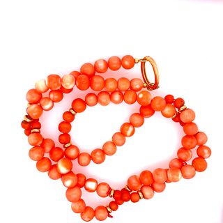 18k Gold & Coral Bead Necklace