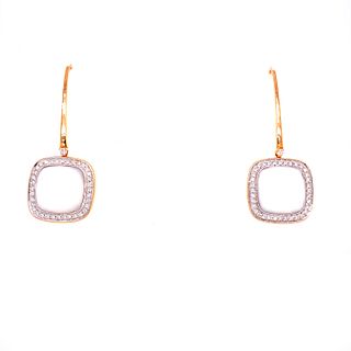 18k Gold White Stone Diamonds Contemporary Earrings