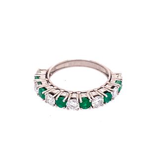 18k Gold Diamonds Emeralds Ring