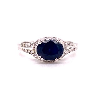 14k Gold Sapphire Diamonds Ring