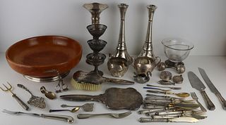 SILVER. Assorted Silver Hollow Ware and Flatware.
