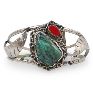Navajo Sterling and Turquoise Cuff Bracelet