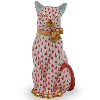 Herend Porcelain Fishnet Cat with Bow