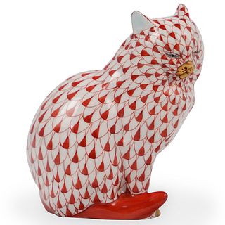 Herend Porcelain Fishnet Cat Figurine