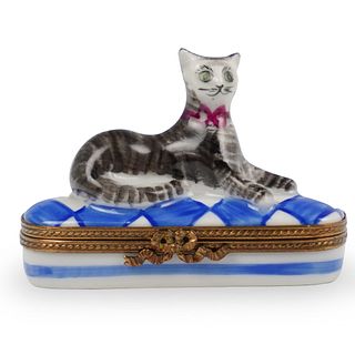 Limoges Porcelain Cat Trinket Box
