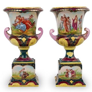 Pair Of Royal Vienna Double Handled Vase