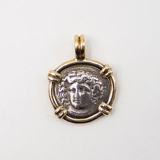 Ancient Larissa In Thessaly Coin 18kt Pendant