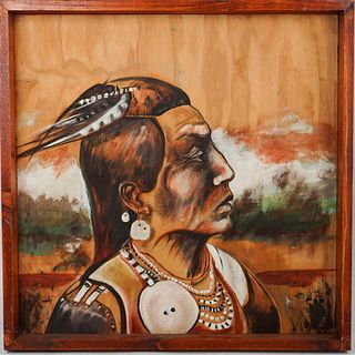 Native American Mixed Media On Wood