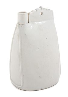 A White Glazed Stoneware Flask
Height 11 in., 28 cm.
