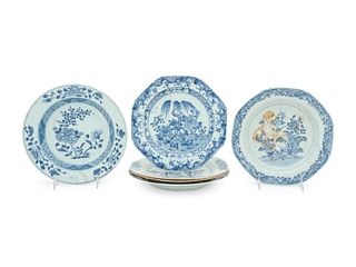 A Group of Six Chinese Export Blue and White Porcelain PlatesDiam of largest 9 3/8 in., 23.8 cm.