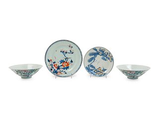 A Group of Four Doucai Porcelain Articles
Diam of largest 9 in., 22.8 cm.