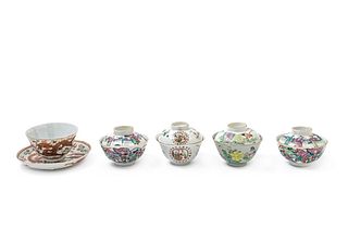 Five Famille Rose Porcelain Tea BowlsDiam of largest 6 in., 15 cm.