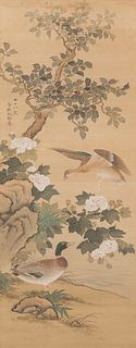 Attributed to Shen Quan
Image: 74 5/8 x 20 7/8 in., 189.5 x 53 cm.