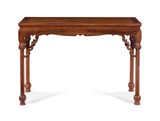 A Huanghuali Corner-Leg Altar Table Height 31 1/2 in., 80 cm.