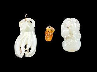 Two White Jade Carvings
Length of largest 2 1/8 in., 5.4 cm. 