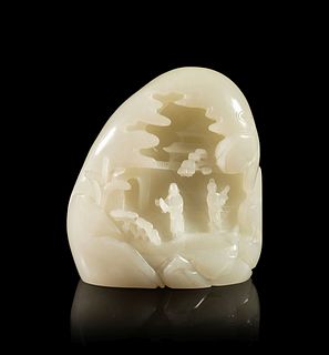A White Jade Carved BoulderHeight 4 5/8 in., 11.7 cm.