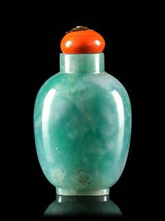 An Apple Green and Celadon Jadeite Snuff Bottle19TH CENTURY