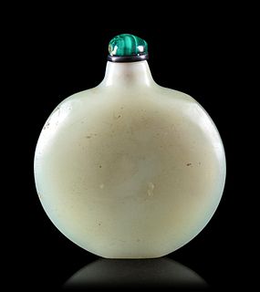 A Celadon Jade Snuff BottleHeight 2 1/4 inches, 6 cm.