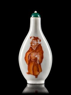 An Iron Red Decorated 'Zhong Kui' Porcelain Snuff Bottle Height 3 in.,7.6 cm.