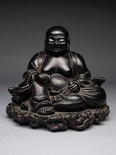A Black Lacquered 'Jiazhu' Figure of Budai BuddhaHeight 10 1/4 in., 26 cm.