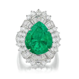 6.77-Carat Colombian Emerald and Diamond Ring