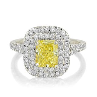 1.25-Carat Rectangular-Cut Fancy Intense Yellow Diamond Ring