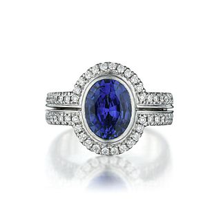 Sarosi 3.29-Carat Unheated Sapphire and Diamond Ring