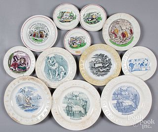 Twelve Staffordshire ABC plates