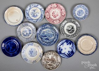 Twelve Staffordshire cup and toddy plates, 19th c