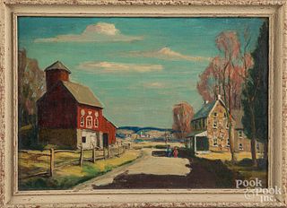 Two oil country scenes, early 20th c.