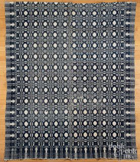 Blue and white overshot coverlet, 19th c.