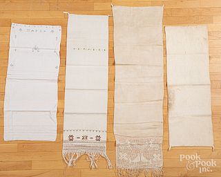 Embroidered and drawn work show towels