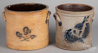 Two cobalt decorated stoneware crocks, 19th c.
