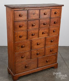 Pine apothecary cabinet, 19th c.