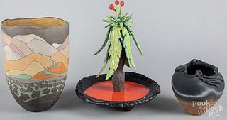Two Art pottery vases, etc.