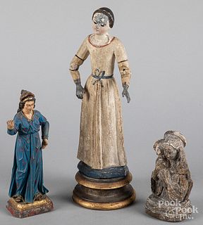 Two carved and painted Santos figures, 19th c.