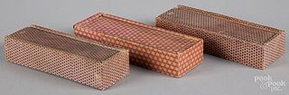 Three paper covered slide lid boxes, 19th c.