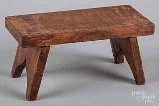 Small tiger maple stool, 19th c.