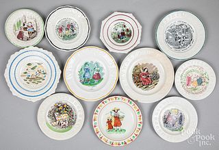 Eleven Staffordshire ABC plates
