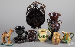 Assorted redware and pottery
