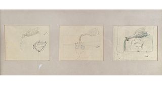 Rene Magritte, Etudes (I, II, and III) recto and verso