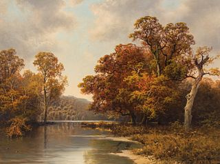 A.D. Greer | Autumn Landscape Along the River Bank