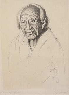 William Herbert Dunton
(American, 1878-1936)
Old Taos Pueblo Indian Man, number 35, 1930