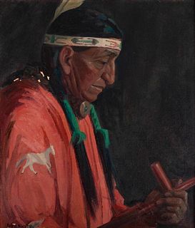 Kathryn Woodman Leighton 
(American, 1875-1952)
Indian Portrait in War Shirt 
