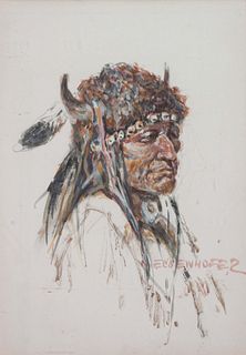 Nick Eggenhofer 
(American, 1897-1985)
Indian with Horned Headdress
