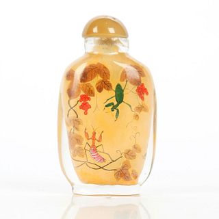 VINTAGE JAPANESE SNUFF BOTTLE GRASSHOPPERS AND MANTISES